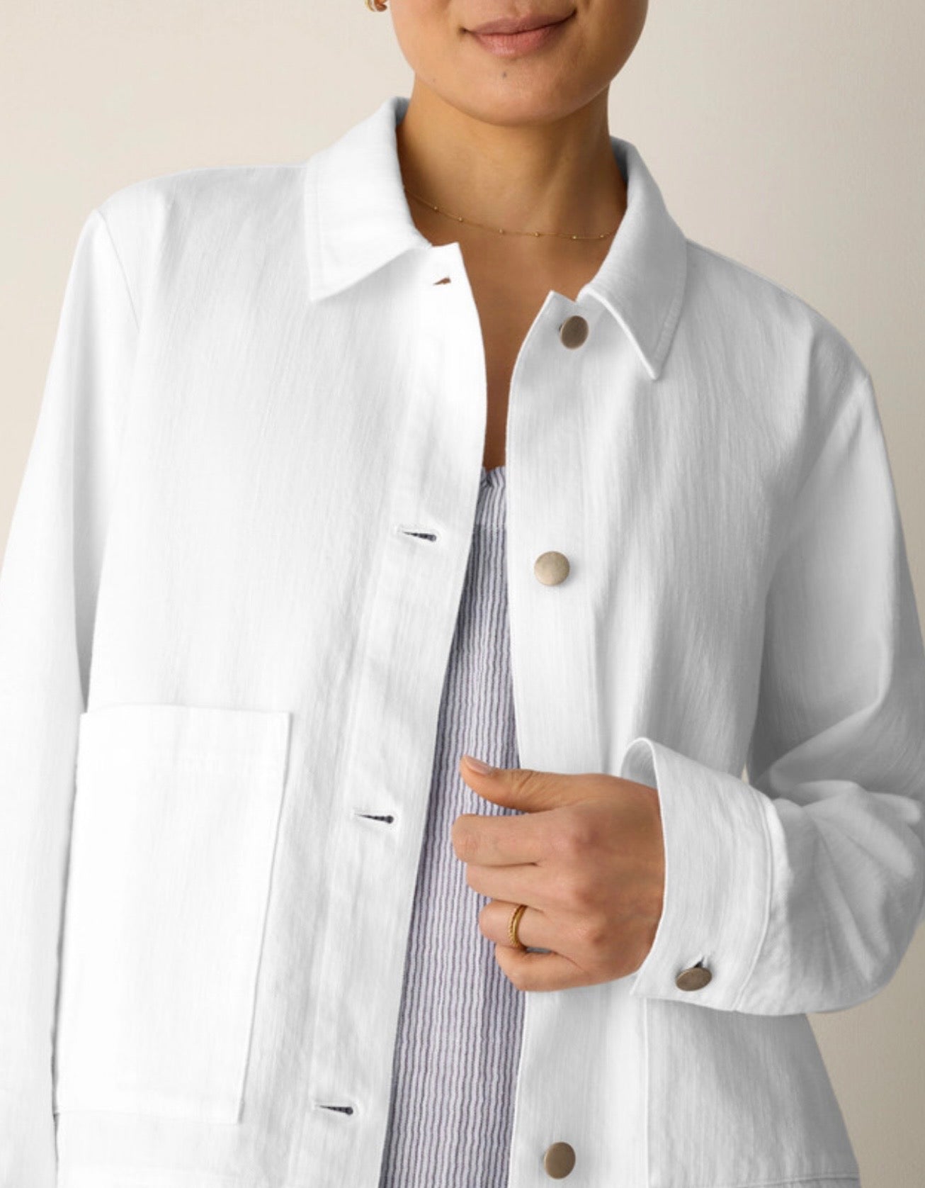 Slubby Organic Cotton Linen Classic Collar Jacket