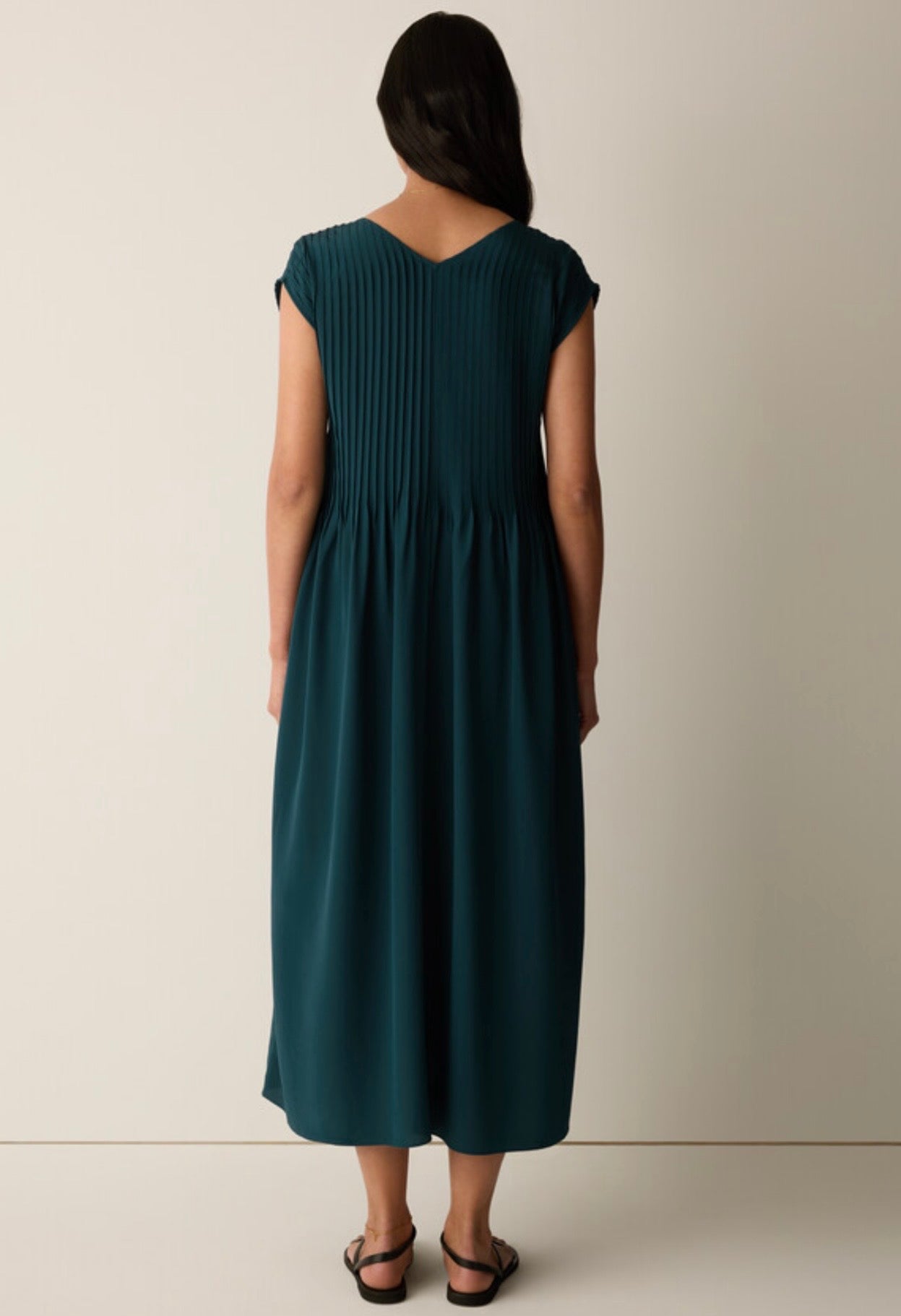 V-Neck Pintuck Dress