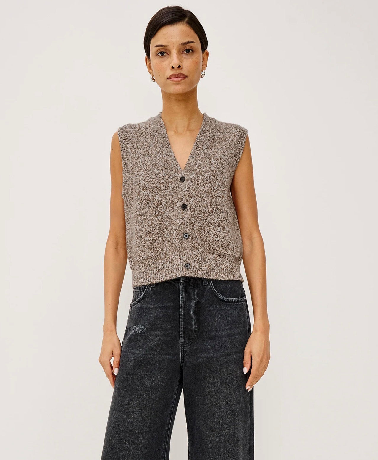 Kasmir Vest Brown Melange