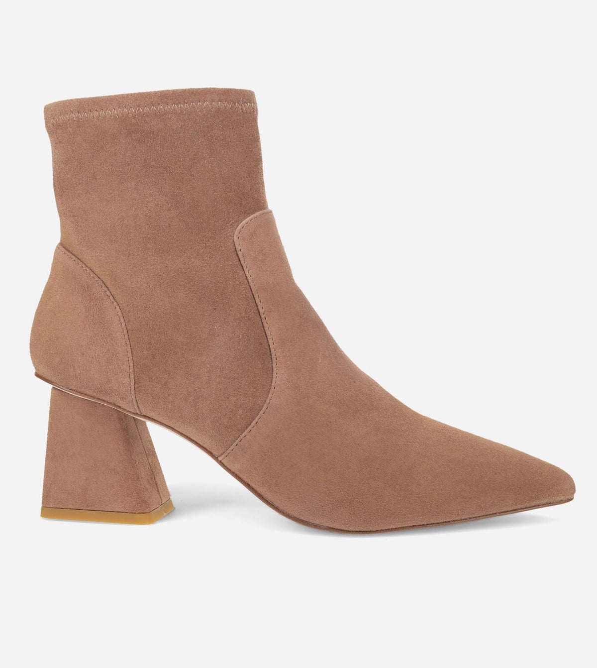 Taupe Kid Suede Block Heel