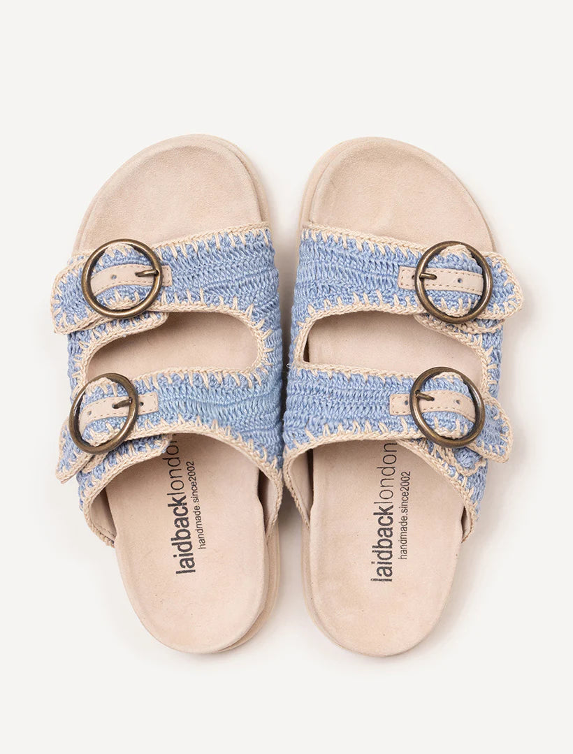 Handwoven Crochet Double-Buckle Sandals
