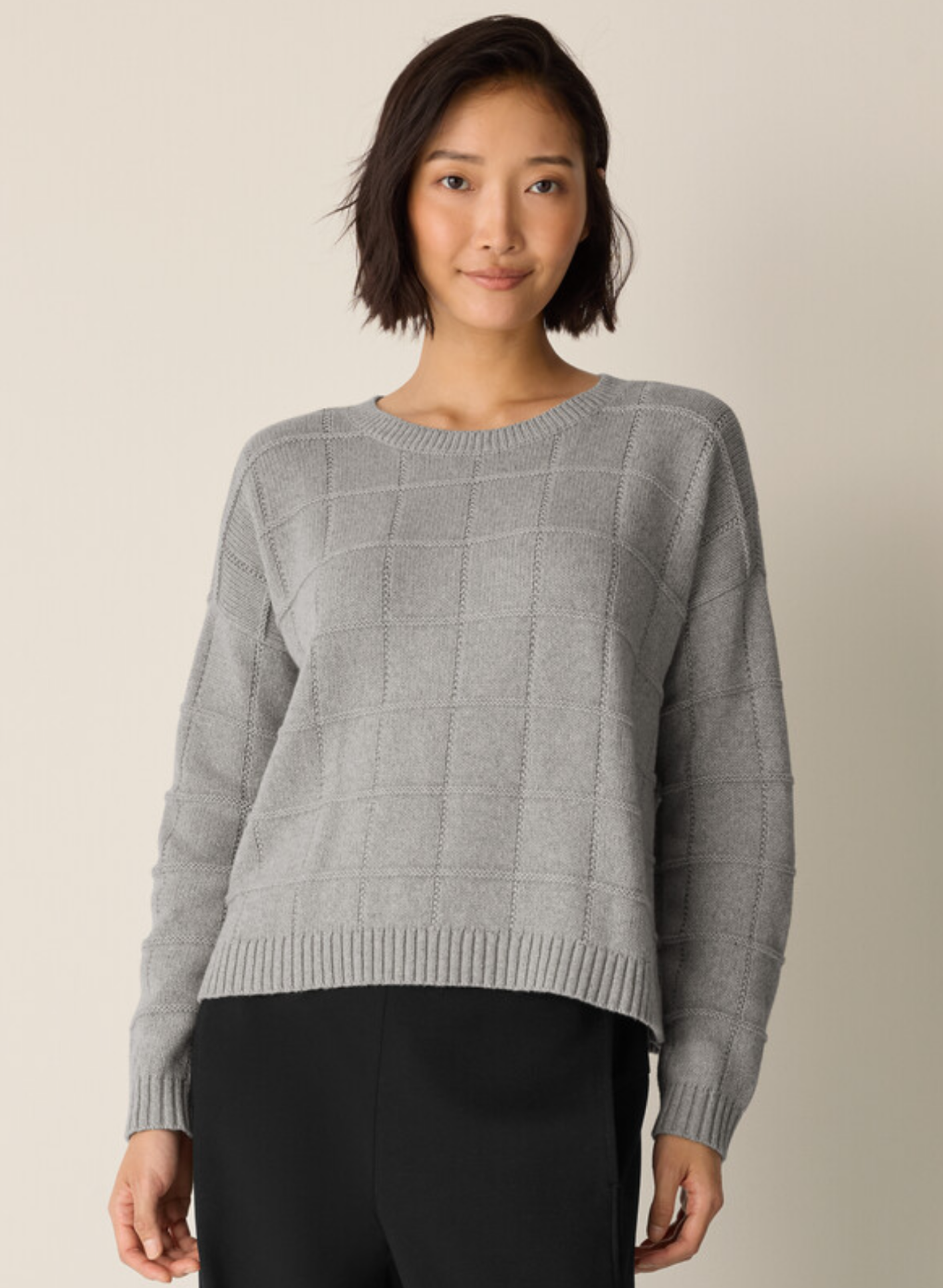 Cotton & Recycled Cashmere Crew Neck Top
