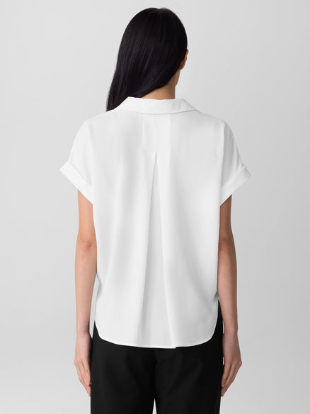 Notch Collar top w/Cuffed Cap Sleeve
