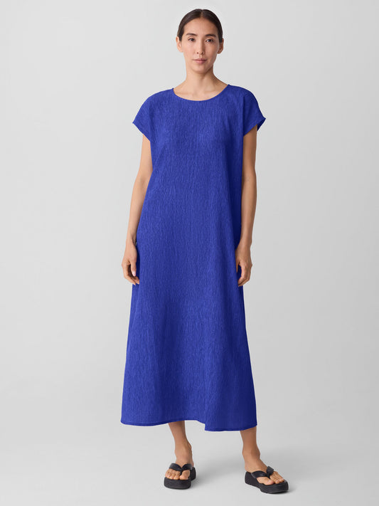 Plissé Round Neck Dress