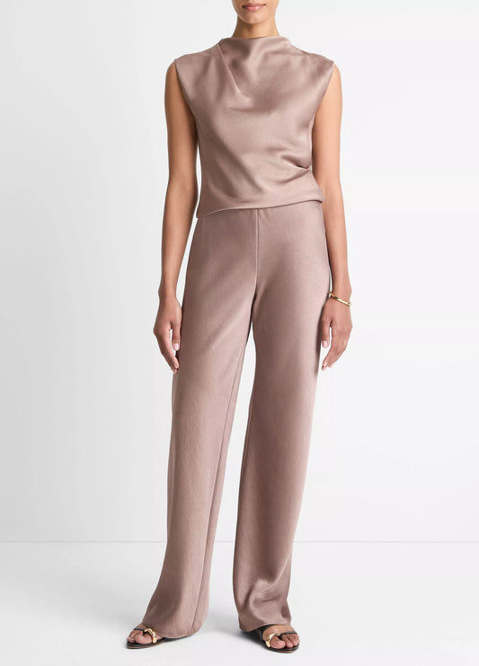 High Waist Fluid Satin Bias Pant