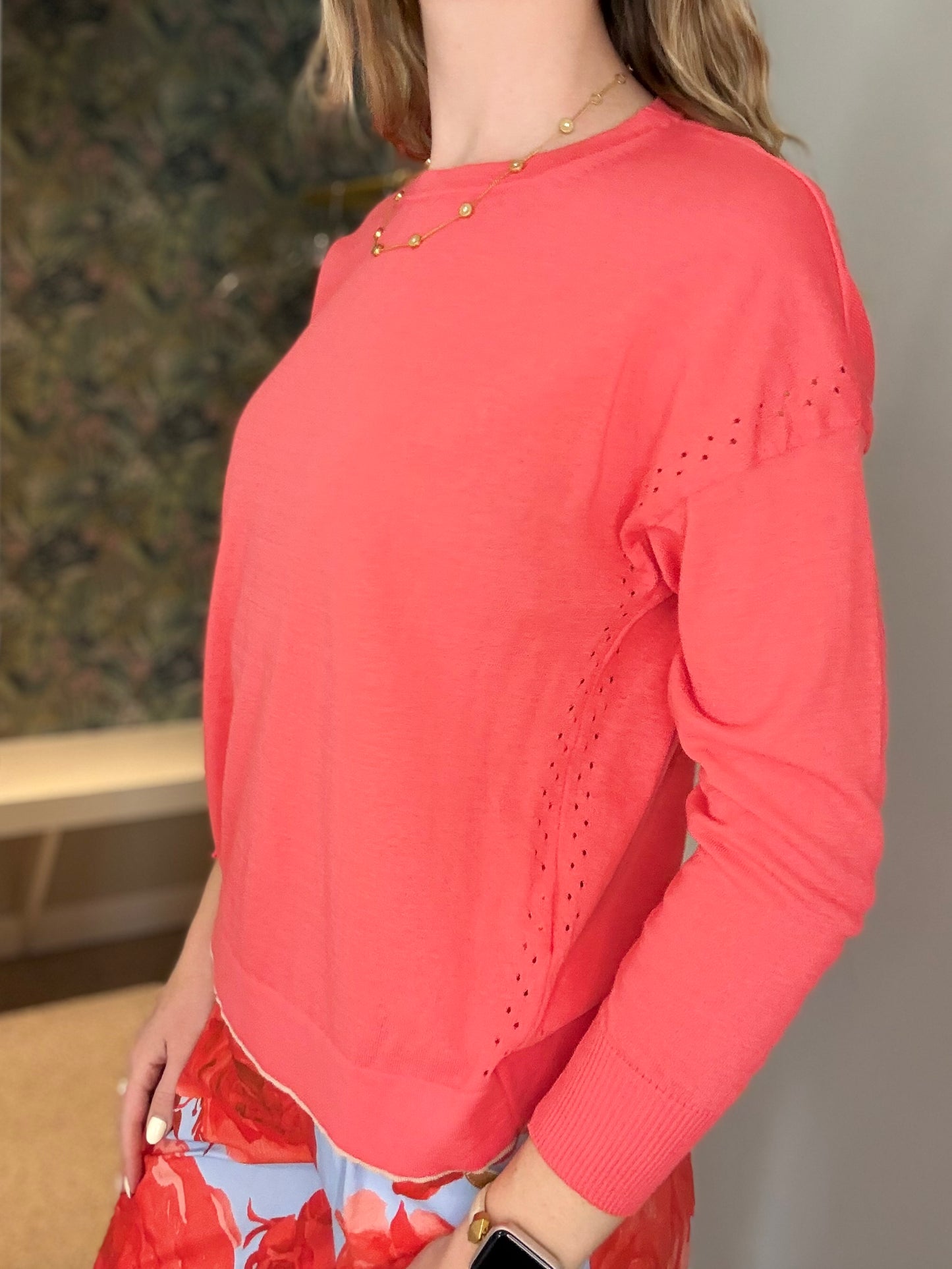 Coral Cotton Sweater