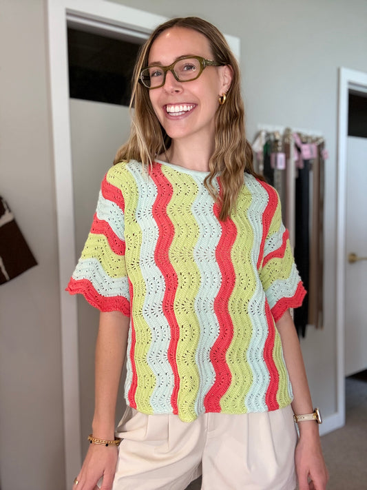 Crochet Multi Stripe Top