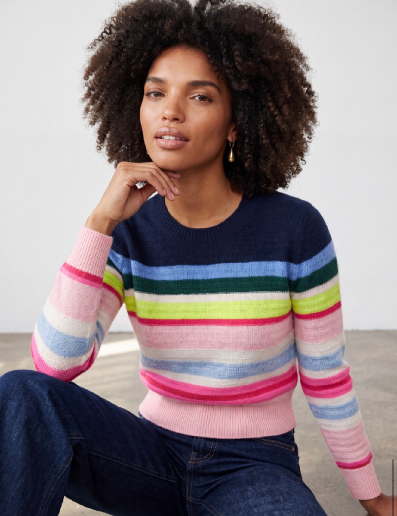 Striped Stitch Maya Crew