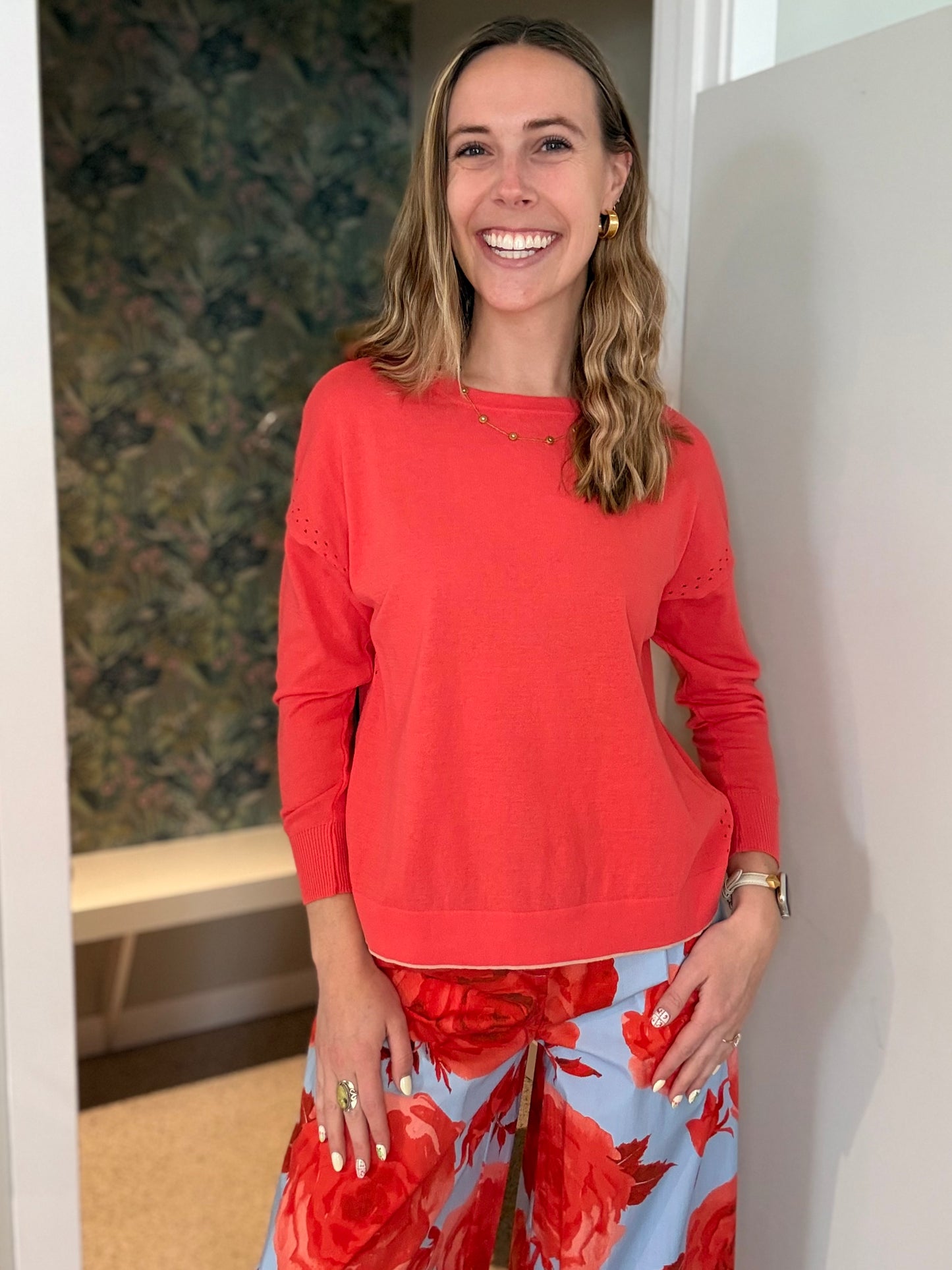 Coral Cotton Sweater