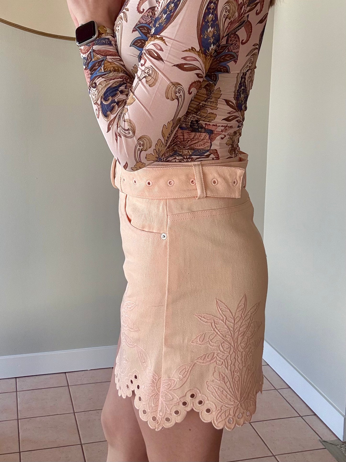 Geometric Pink Mini Skirt