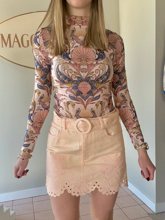 Geometric Pink Mini Skirt