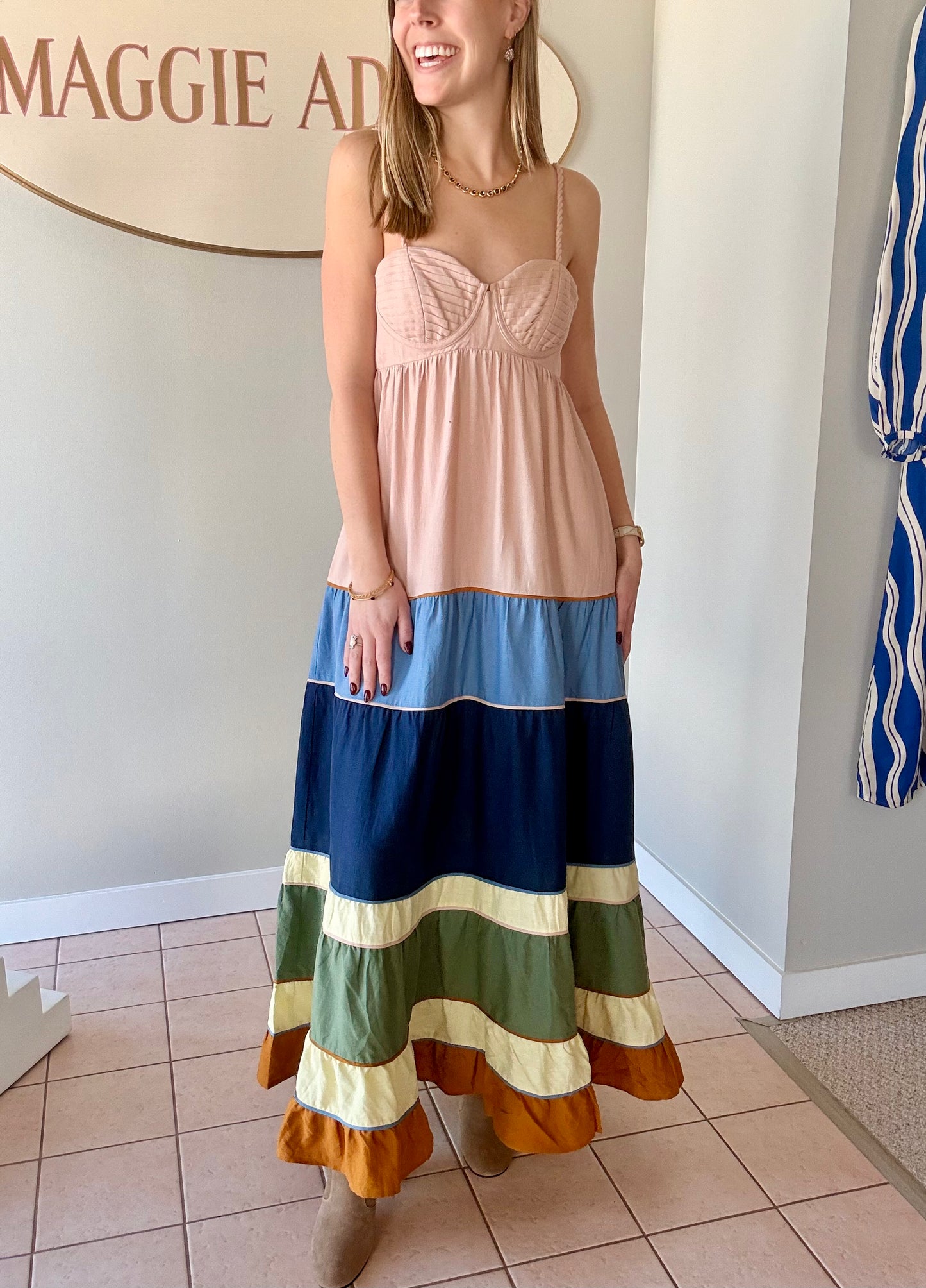 Colored Mix Pleat Dress