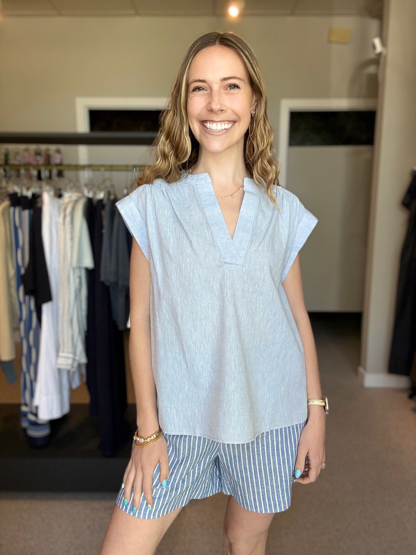 Bettina Blouse Light Blue Chambray