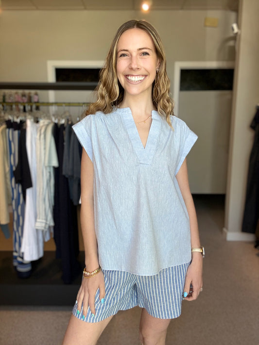 Bettina Blouse Light Blue Chambray
