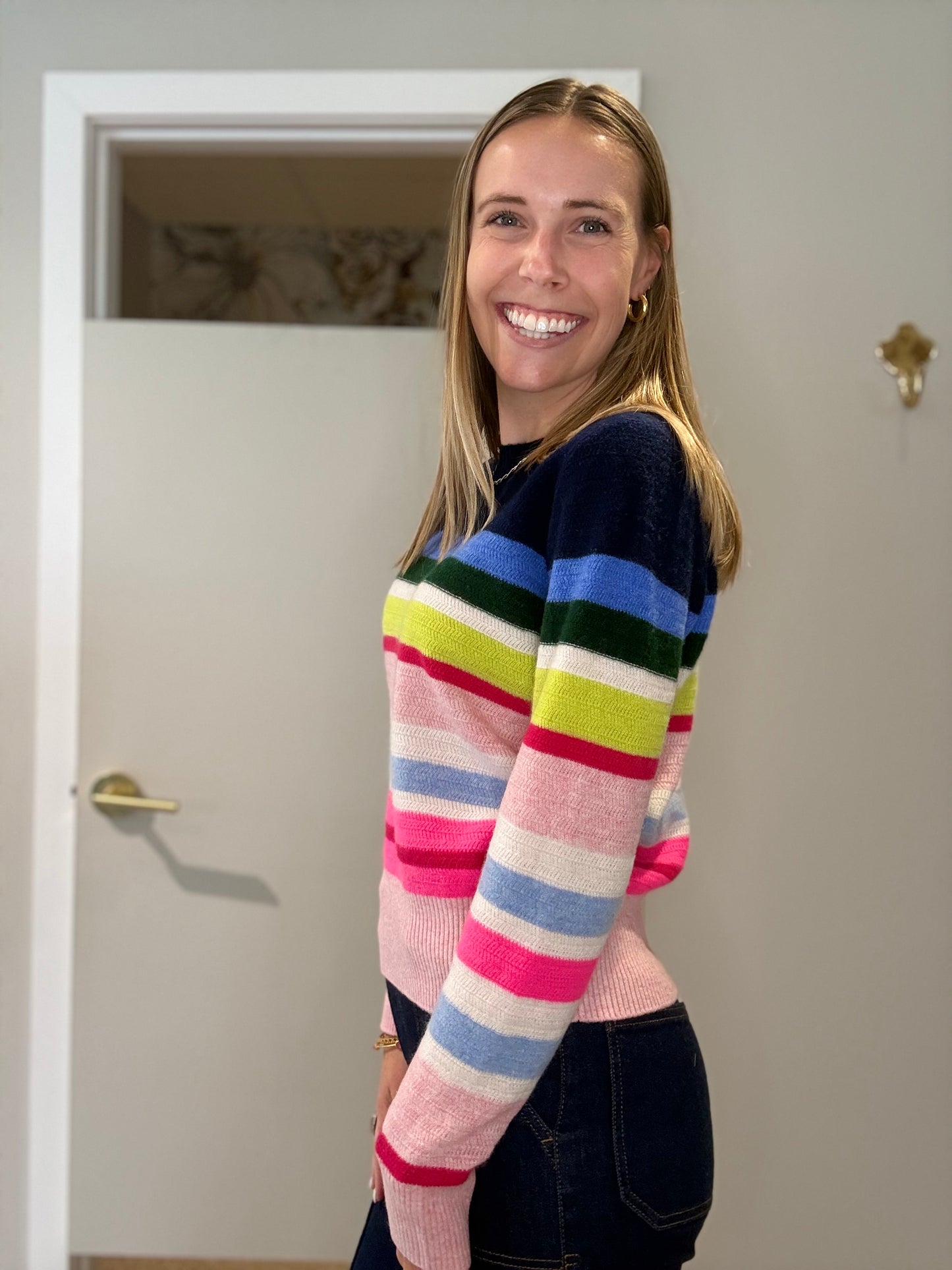 Striped Stitch Maya Crew