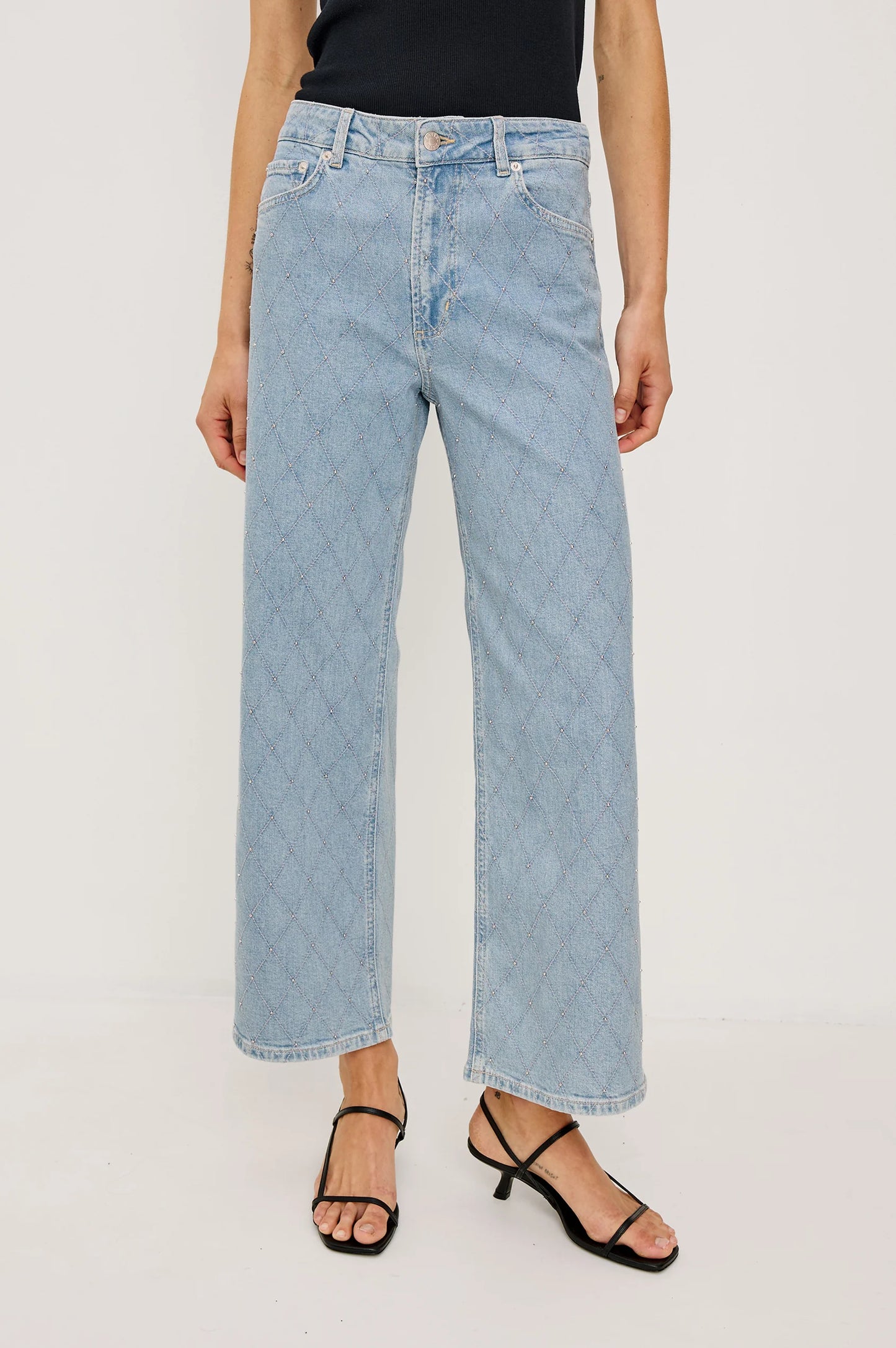Quilted Stud Getty Crop Jean