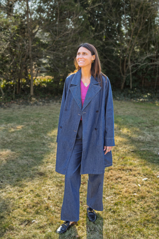 Cotton Denim Trench Coat