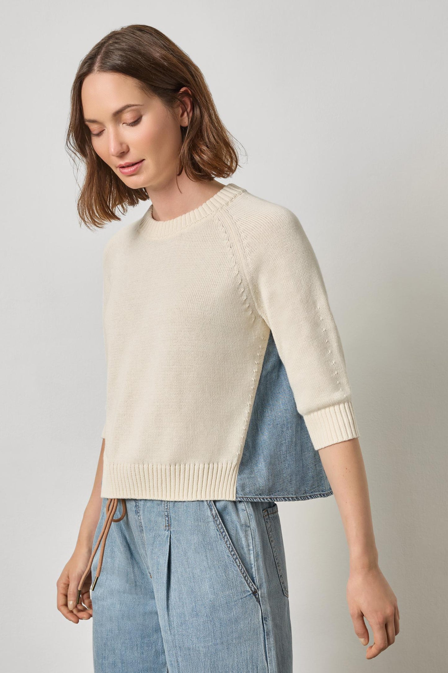 Denim Elbow Sleeve Sweater
