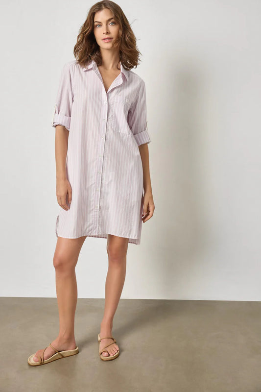 Stripe Collared Shirtdress