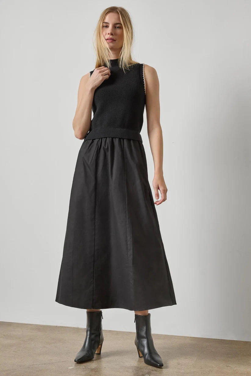Mixed Media Mock Neck Dress