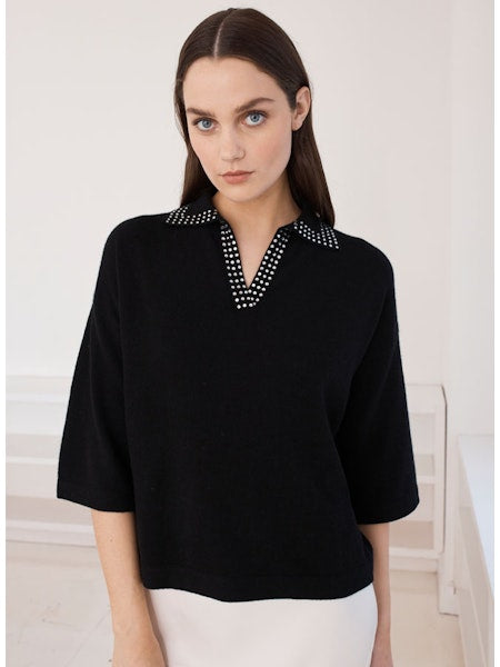 Boxy Collar with Jewel Trim