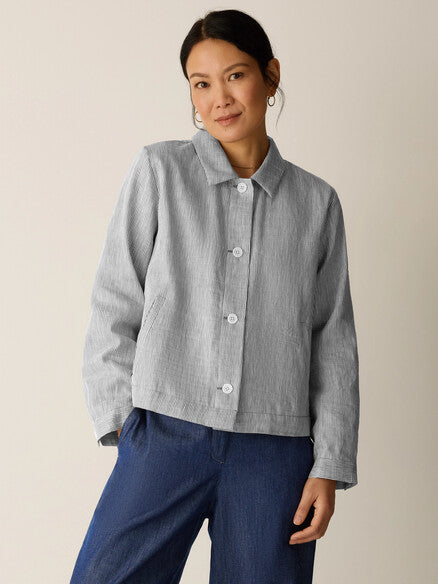 Linen Sheen Classic Collar Jacket