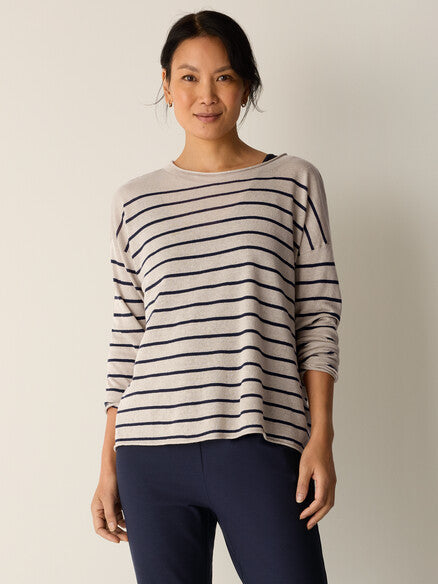 Organic Linen Cotton Jewel Neck Top