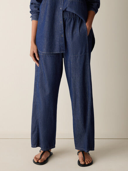 Cotton Denim Wide-Leg Pant