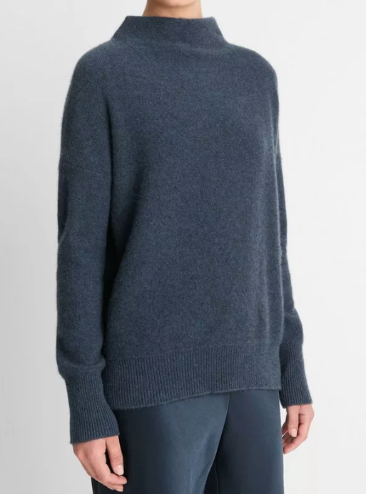 Navy Funnel-Neck Sweater