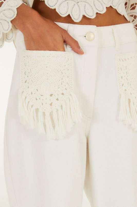 Twill Fringe Pocket Pants