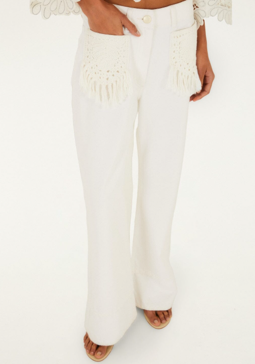 Twill Fringe Pocket Pants