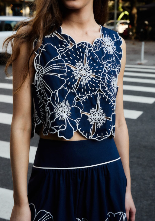 Blue Richelieu Crop Top