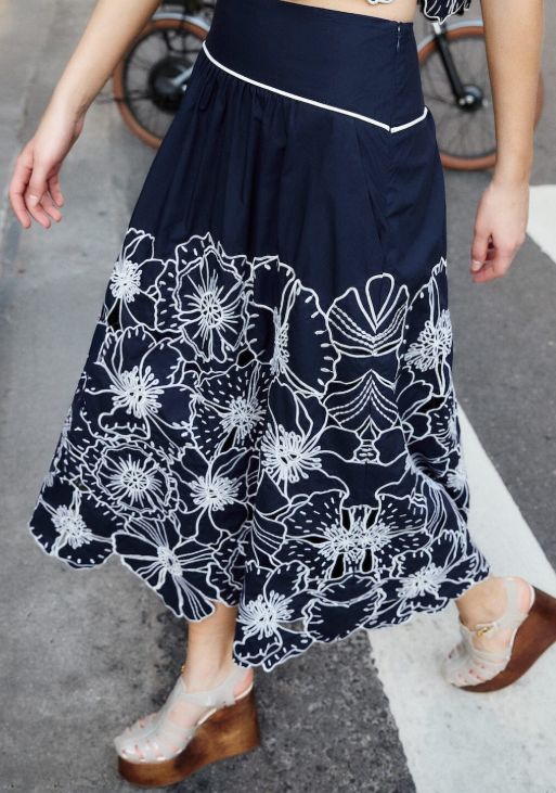 Blue Richelieu Maxi Skirt