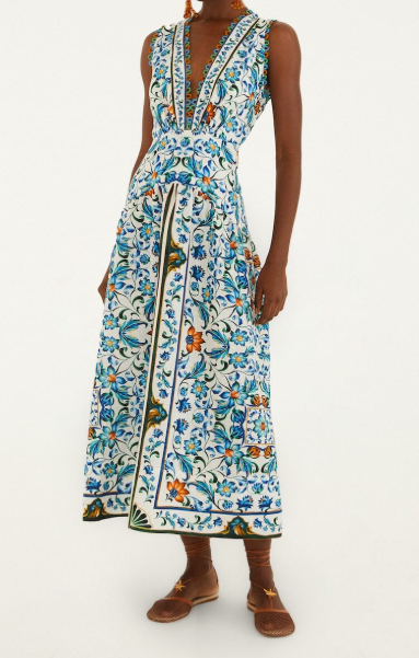 Flora Tile Scallop Dress