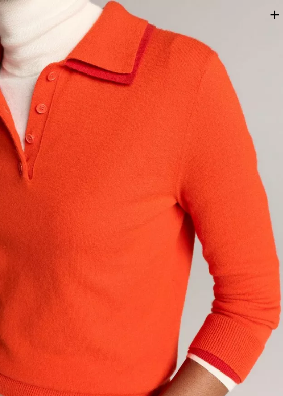 Double-Trim Merino Wool & Cashmere-Blend Polo Sweater