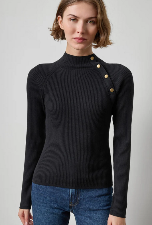 Black Button Neck Sweater