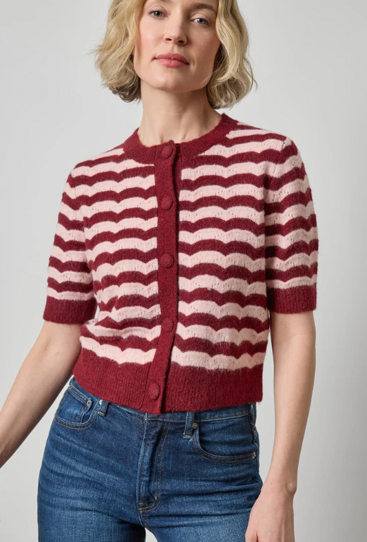 Short Sleeve Crew Neck Cardigan