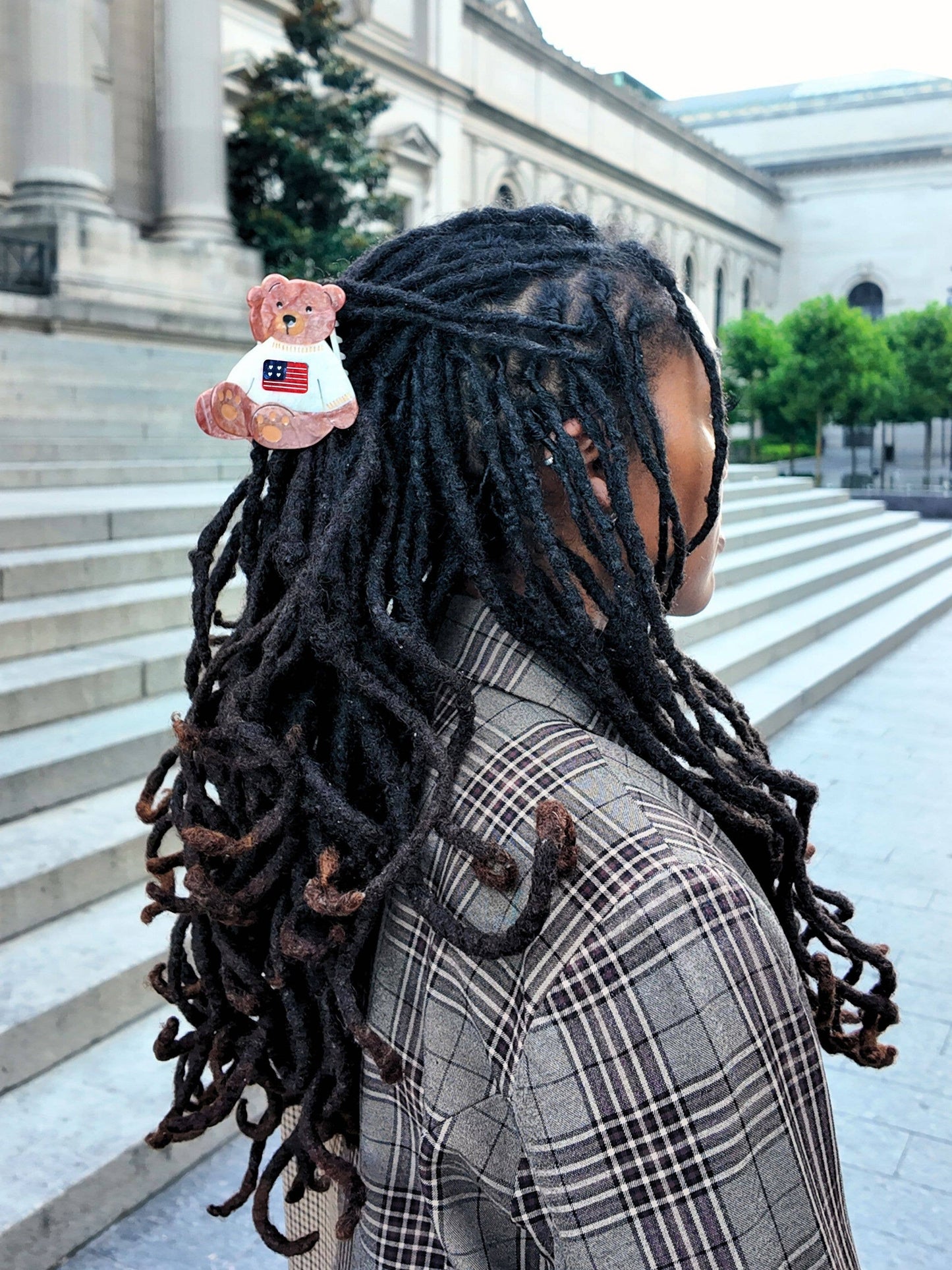 Americana Teddy Bear Claw Hair Clip