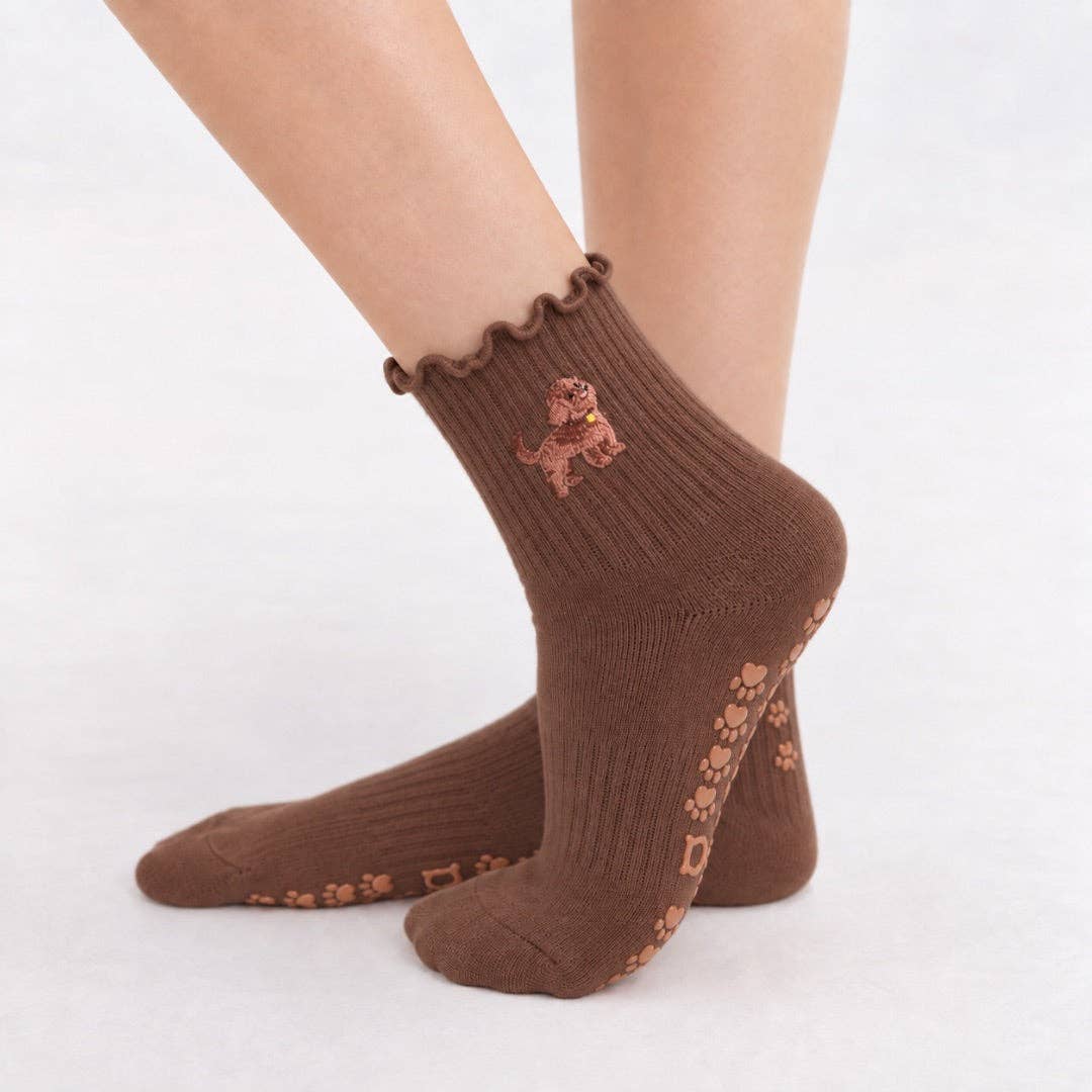 The Golden Doodle Pilates Grippy Sock with Paw Grips