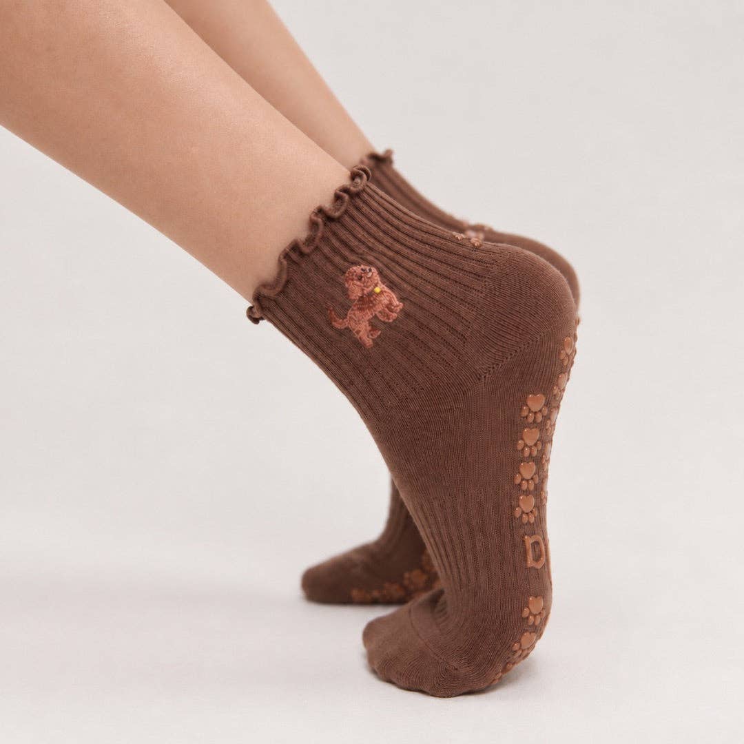 The Golden Doodle Pilates Grippy Sock with Paw Grips