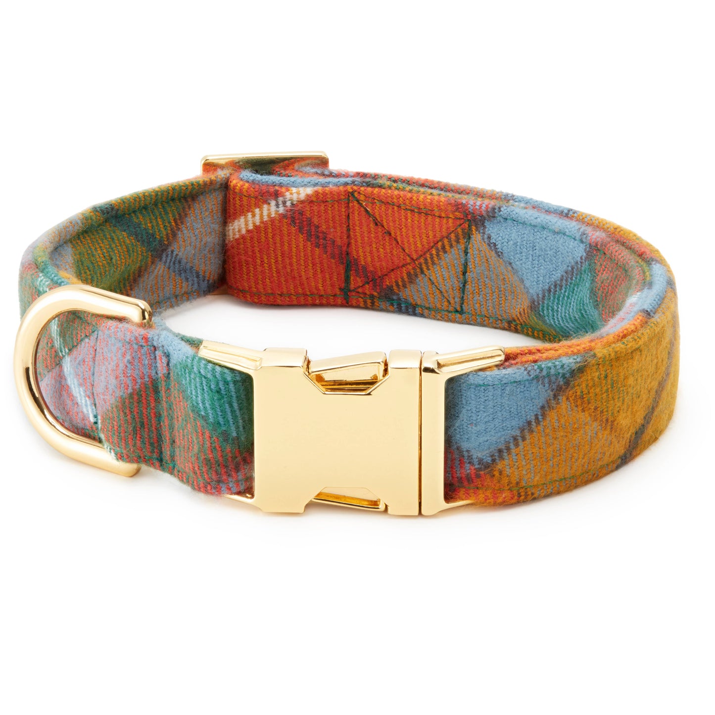 Buchanan Plaid Flannel Fall Dog Collar: M/ Gold