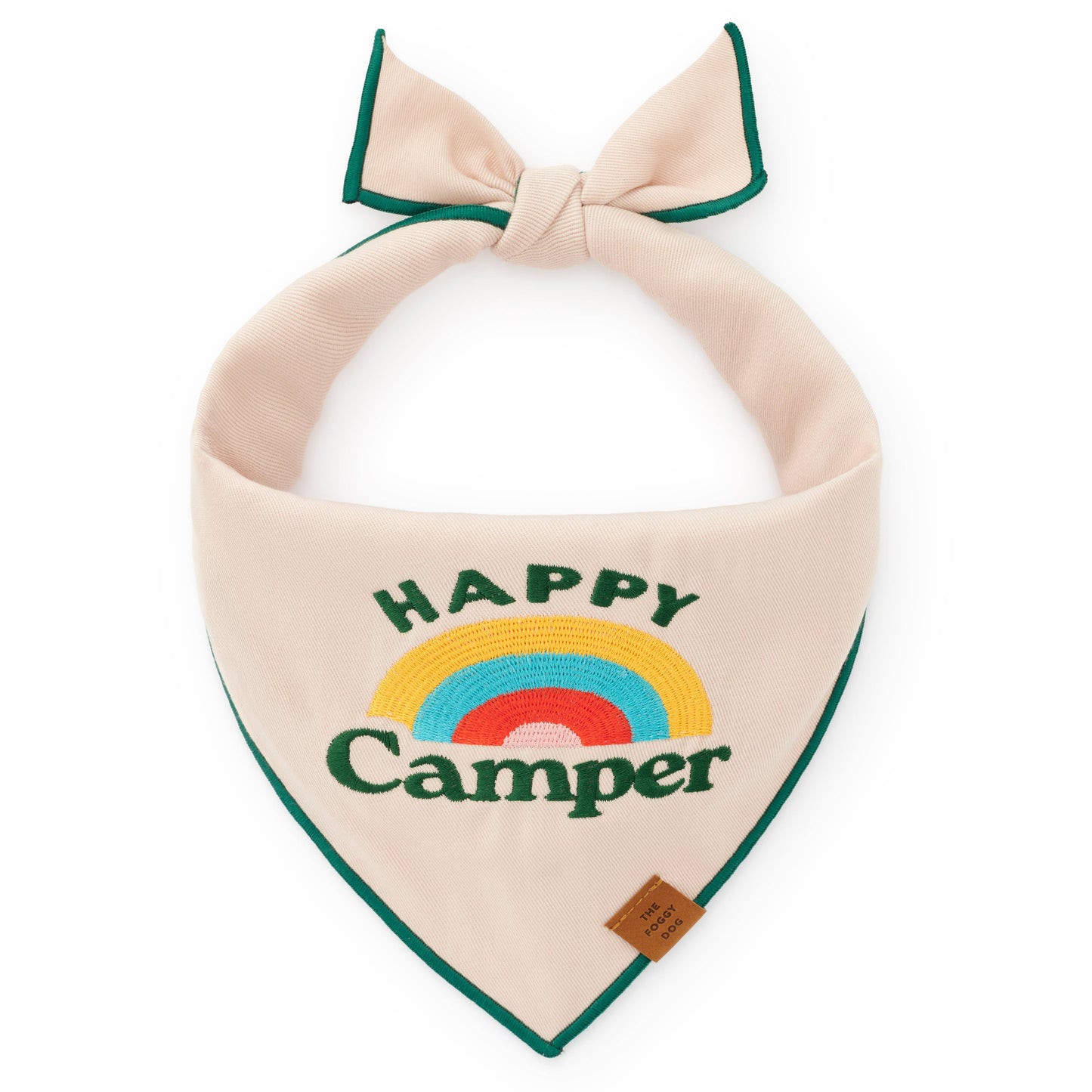 Happy Camper Embroidered Dog Bandana: L - up to 26”