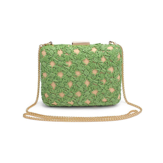 Samantha Evening Bag: Green Natural